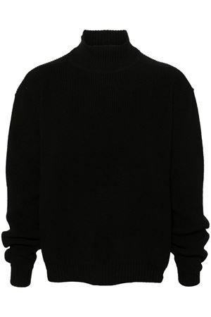 Maglione a collo alto in lana vergine nero RICK OWENS | RU02D6645KWV09